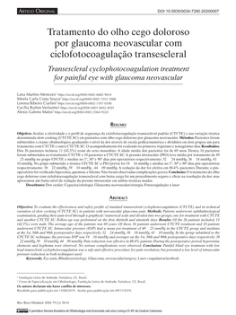 Transescleral Cyclophotocoagulation Treatment for Painful Eye with Glaucoma Neovascular