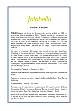 FALABELLA Es Una Tienda Por Departamentos Chilena Fundada En 1889 Por Una Familia Italiana Radicada En Chile