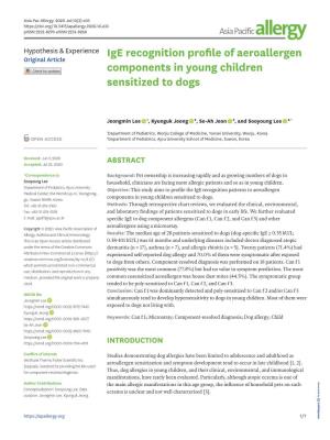 Ige Recognition Profile of Aeroallergen Components in Young Children