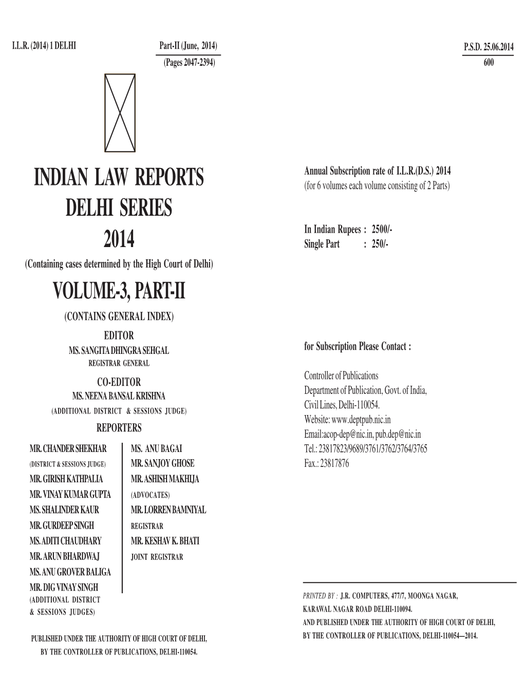 Indian Law Reports Delhi Series 2014