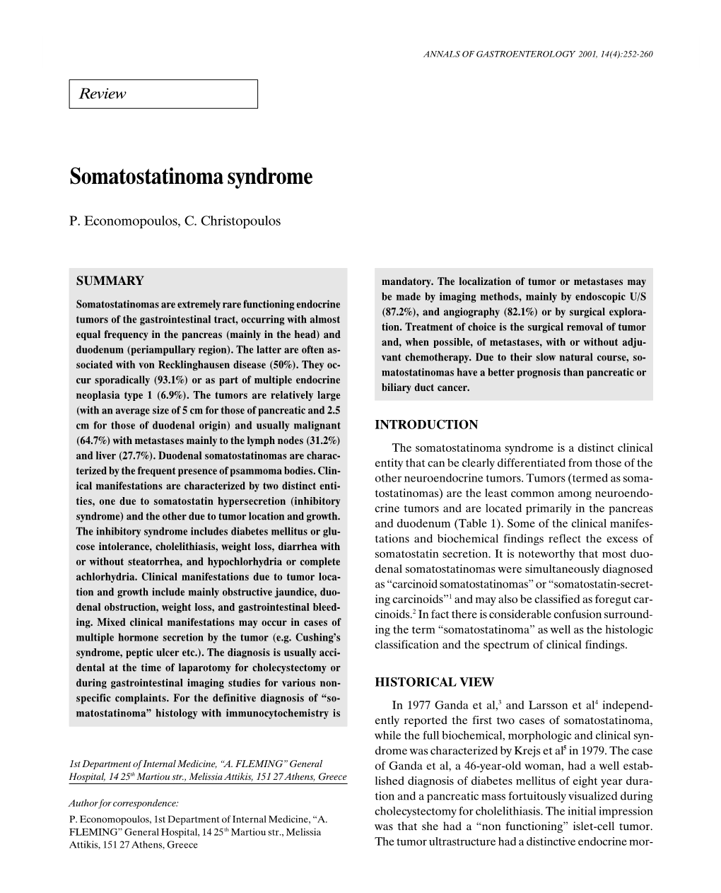 Somatostatinoma Syndrome