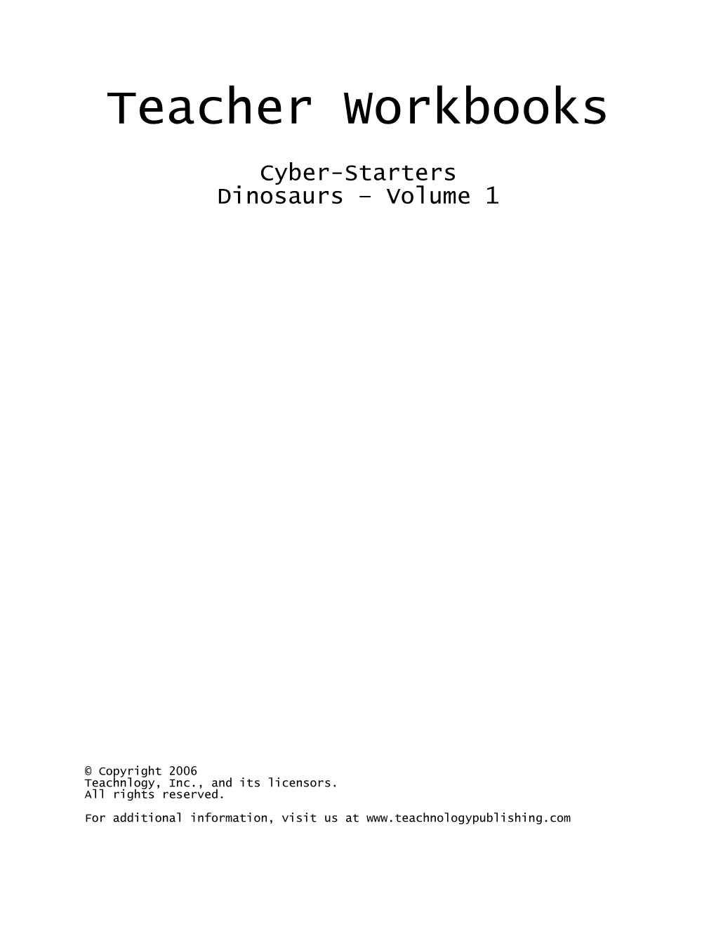 Teacher Workbooks