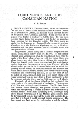 Lord Monck and the Canadian Nation