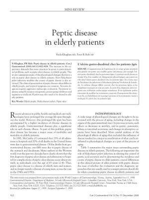 Peptic Disease in Elderly Patients
