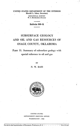 Subsurface Geology and Oil and Gas Resources of Osage County, Oklahoma