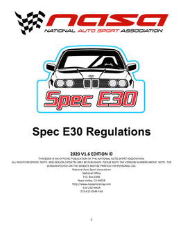 Spec E30 Regulations