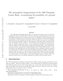 The Atmospheric Fragmentation of the 1908 Tunguska Cosmic Body