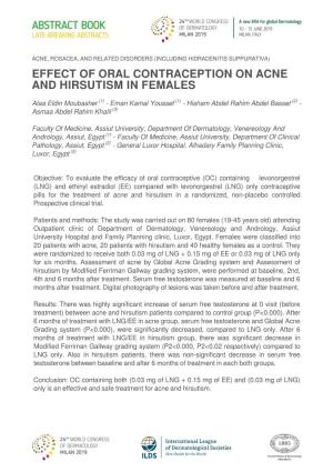 Effect of Oral Contraception on Acne and Hirsutism in Females