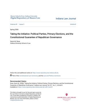 Political Parties, Primary Elections, and the Constitutional Guarantee of Republican Governance