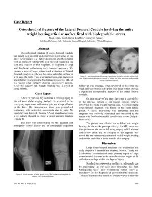 Case Report Osteochondral Fracture of the Lateral Femoral Condyle