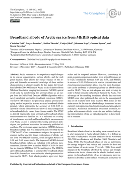 Broadband Albedo of Arctic Sea Ice from MERIS Optical Data