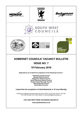 Somerset Councils' Vacancy Bulletin Issue No: 7 19