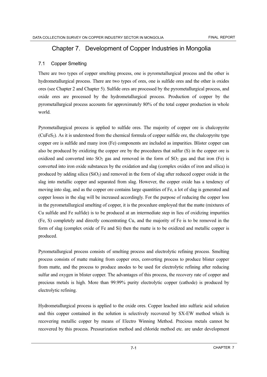 Chapter 7. Development of Copper Industries in Mongolia