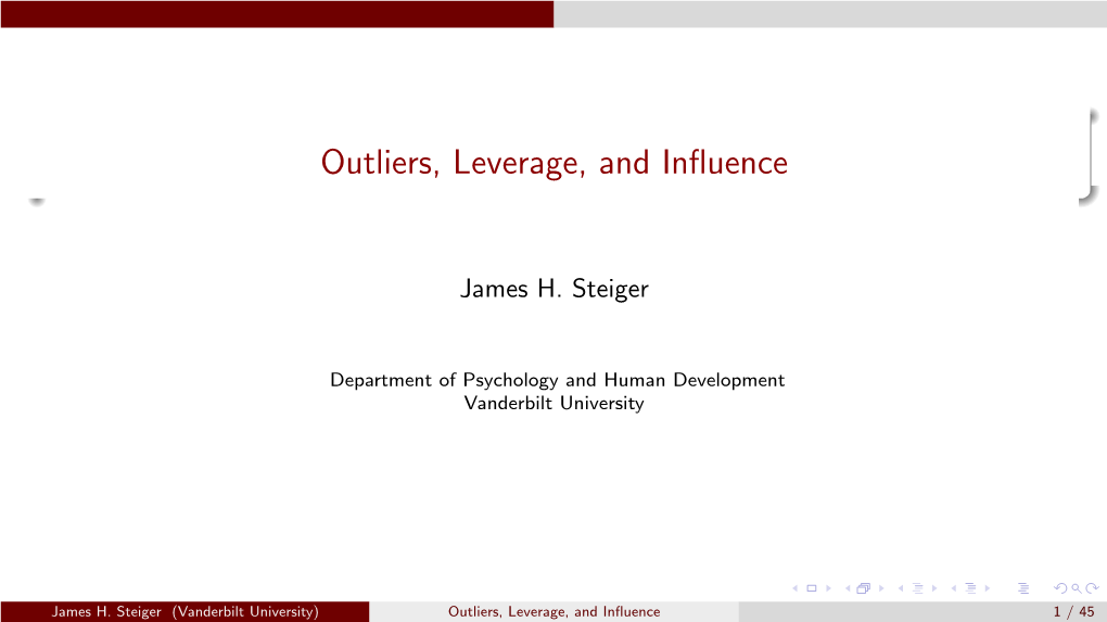 Outliers, Leverage, and Influence