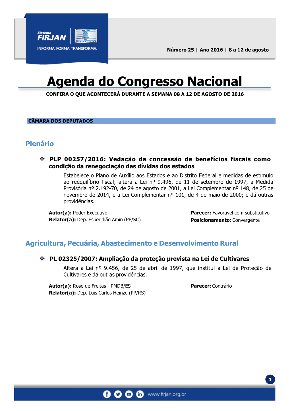 Agenda Do Congresso Nacional