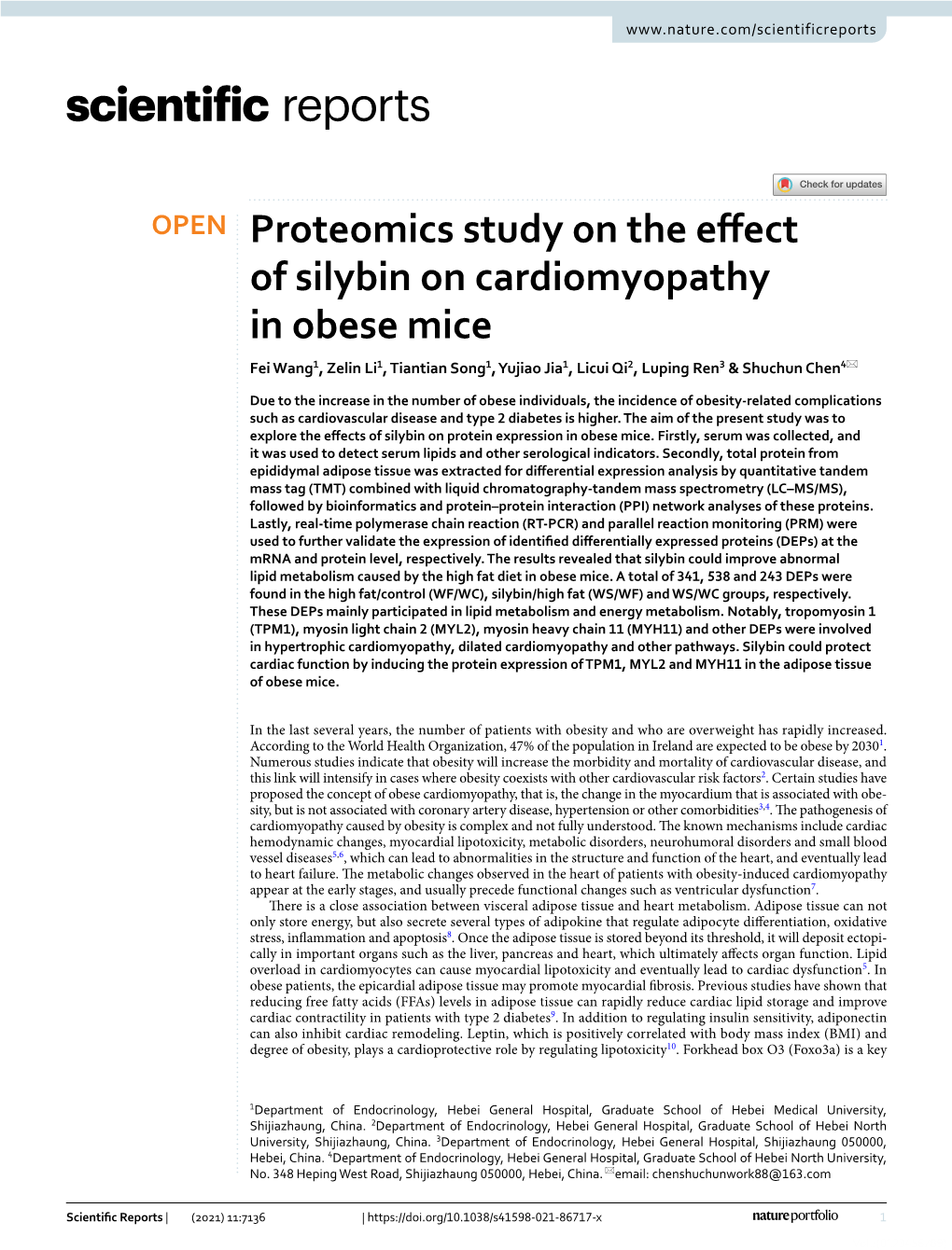 Proteomics Study on the Effect of Silybin on Cardiomyopathy in Obese