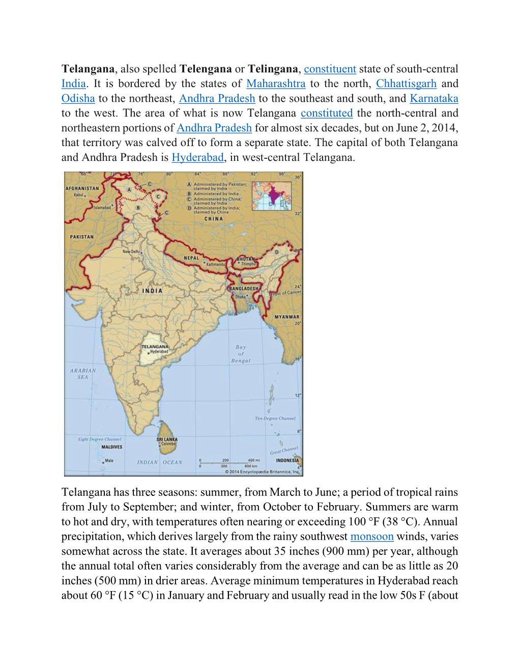 Telangana, Also Spelled Telengana Or Telingana, Constituent State of South-Central India