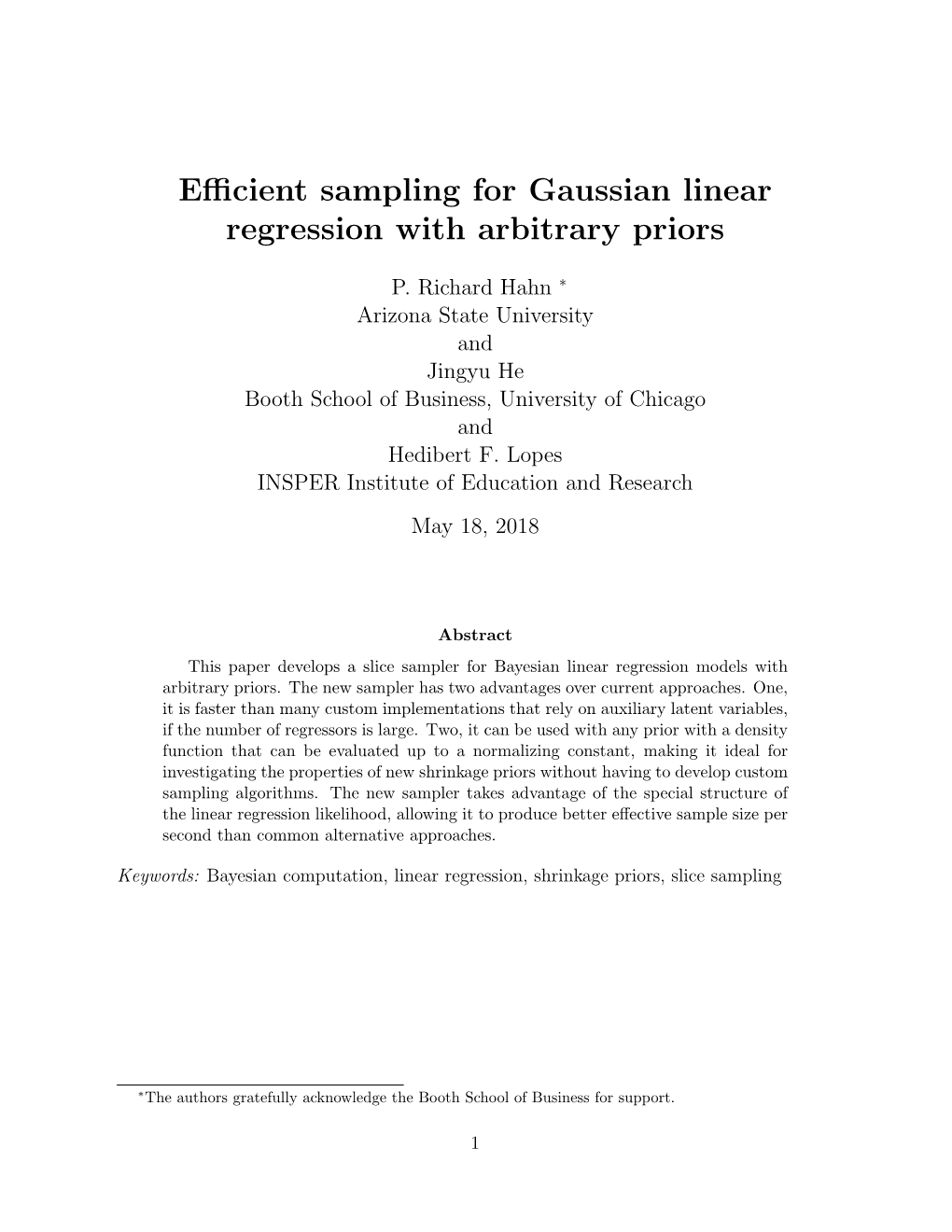 Efficient Sampling for Gaussian Linear Regression with Arbitrary Priors