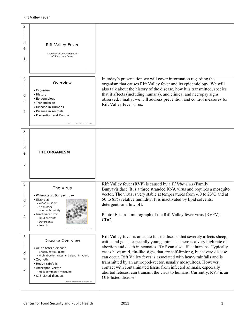 Rift Valley Fever Center for Food Security and Public Health 2011 1