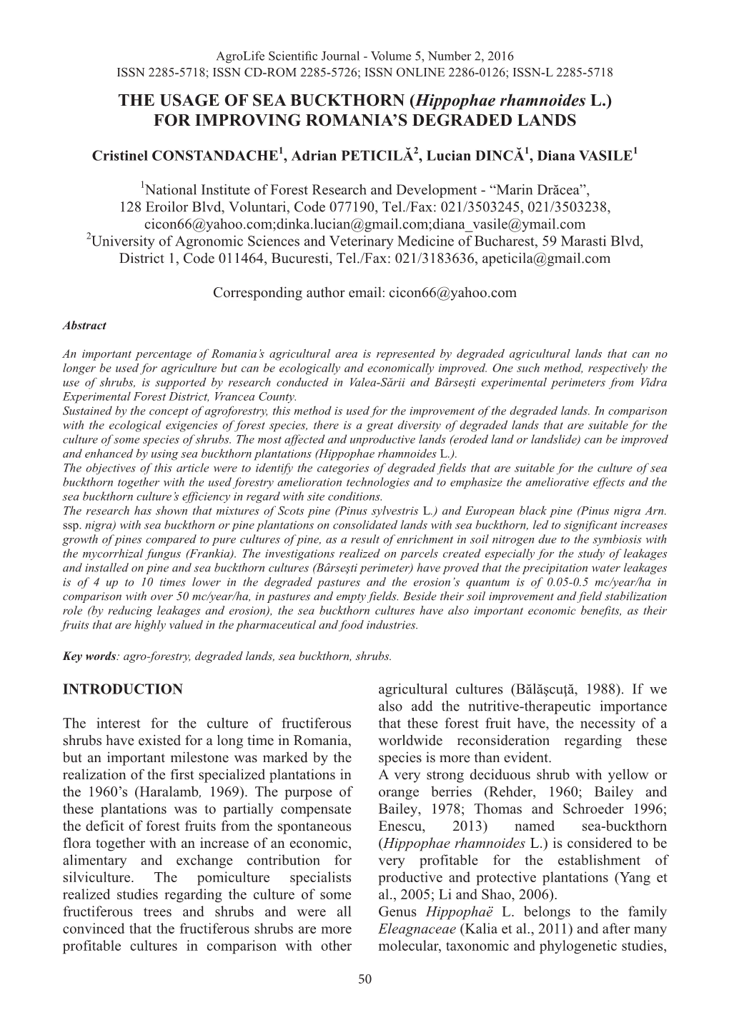 THE USAGE of SEA BUCKTHORN (Hippophae Rhamnoides L.) FOR