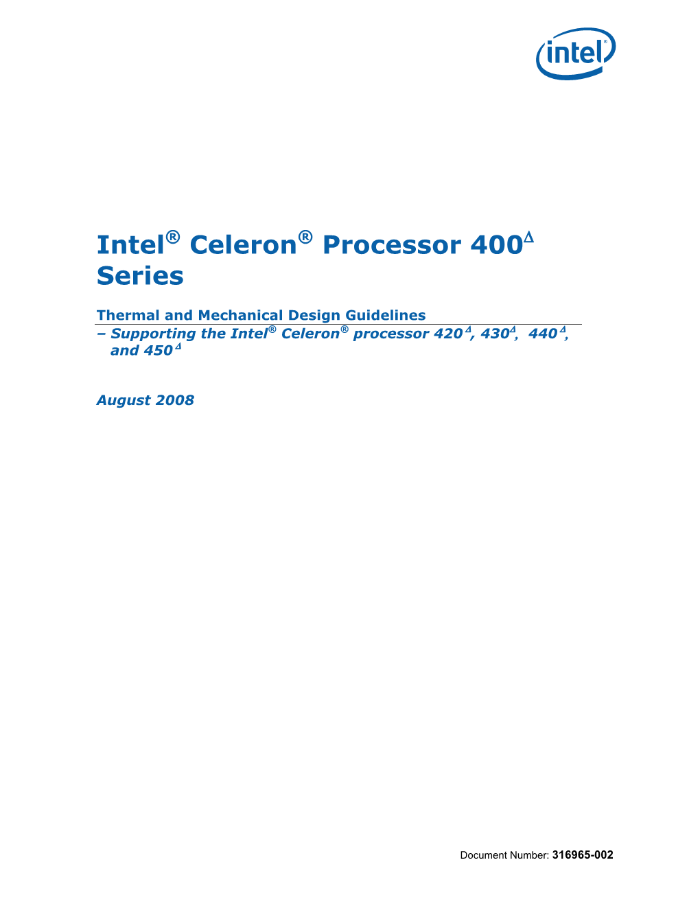 Intel Celeron Processor 400 Series Thermal and Mechanical Design