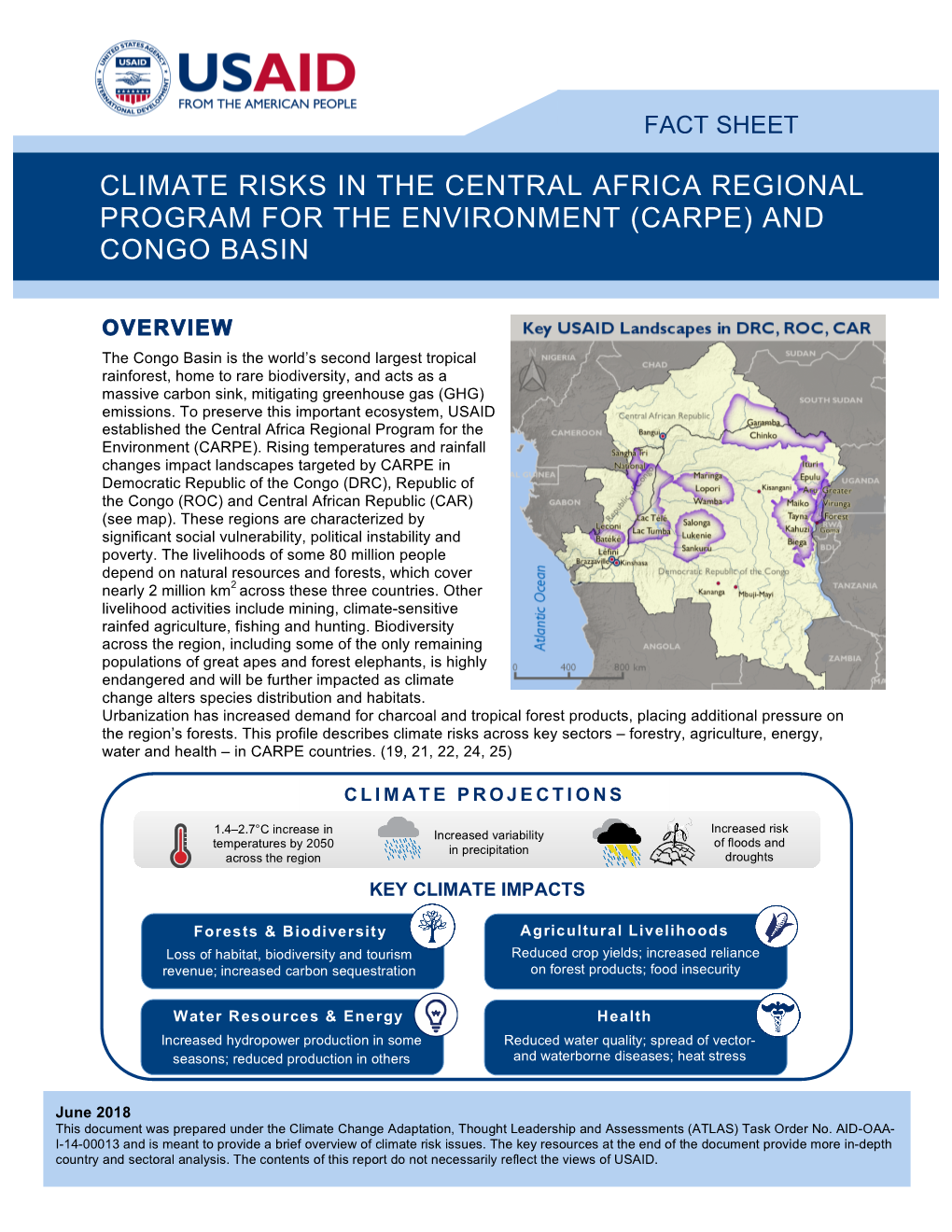 Climate Risks in the Central Africa Regional Program for the Environment (Carpe) And