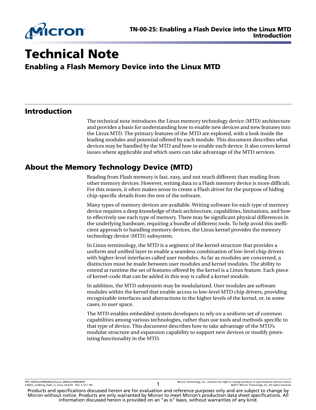 Enabling a Flash Memory Device Into the Linux MTD