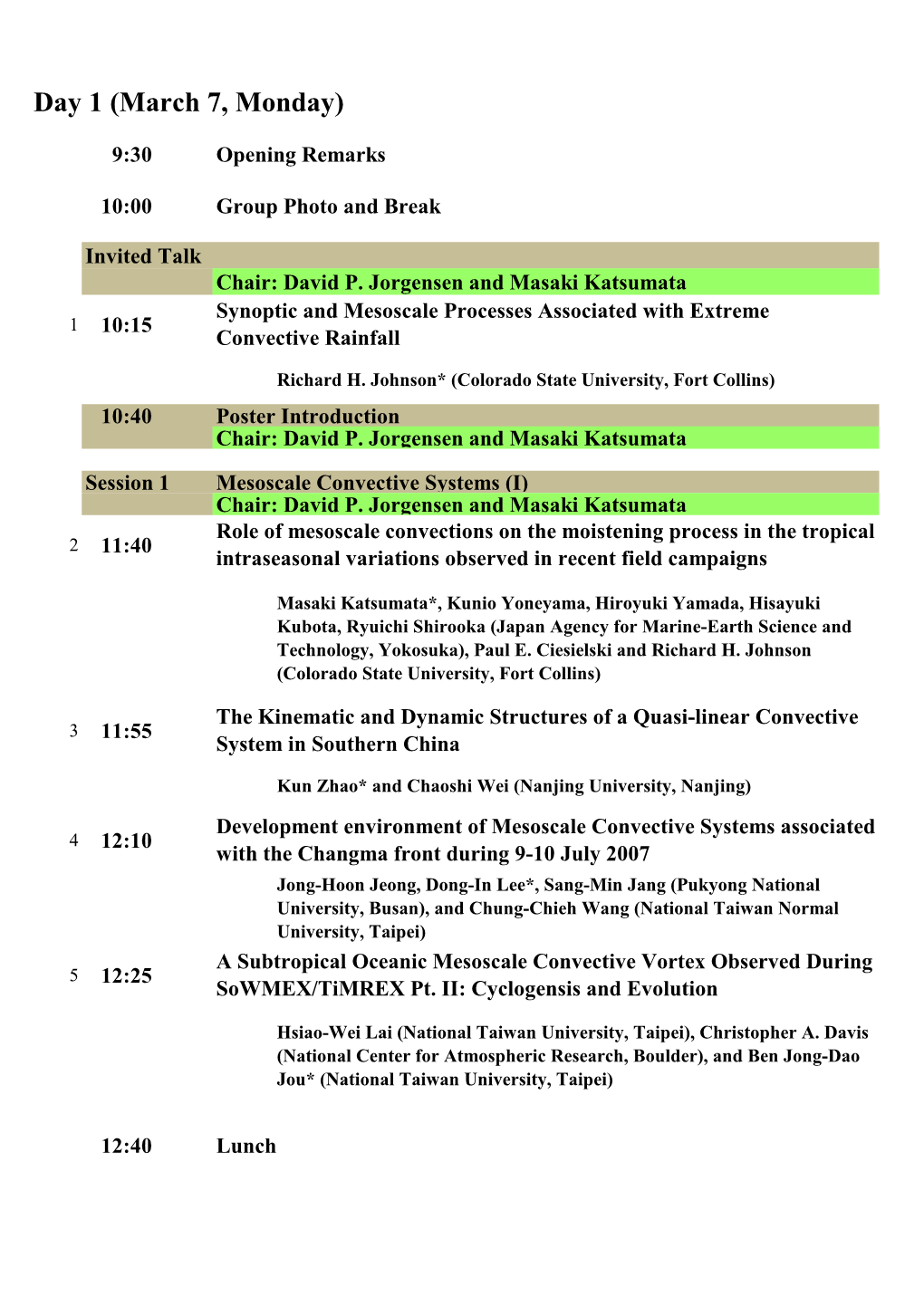 Program of ICMCS-VIII