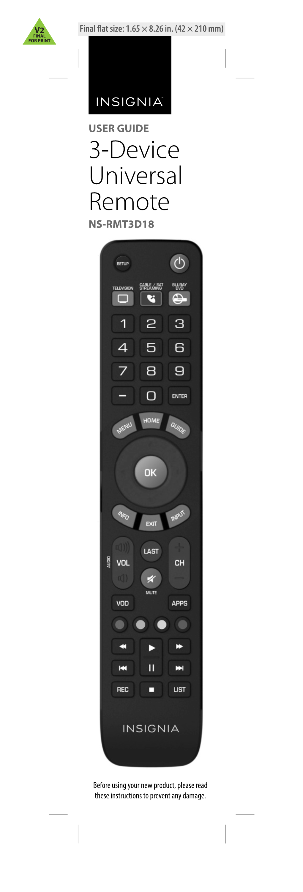 3-Device Universal Remote NS-RMT3D18