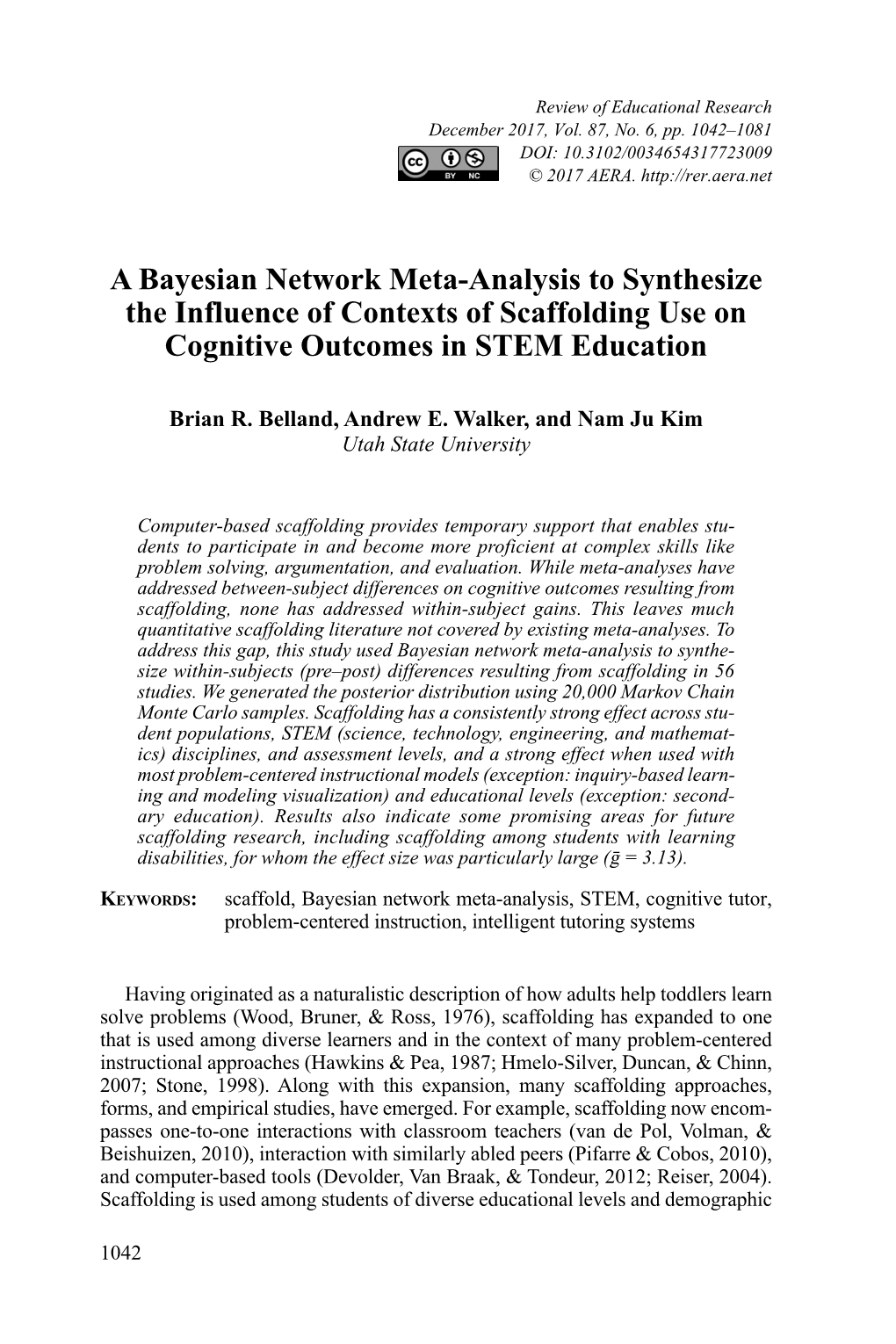 A Bayesian Network Meta-Analysis to Synthesize the Influence of Contexts of Scaffolding Use on Cognitive Outcomes in STEM Education