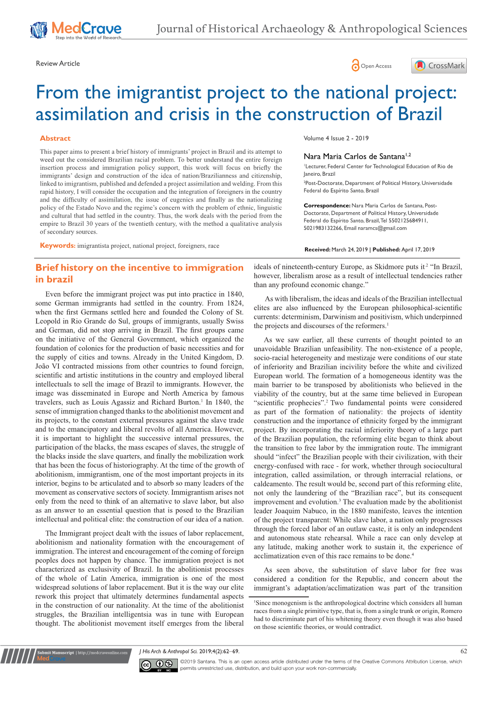 Assimilation and Crisis in the Construction of Brazil