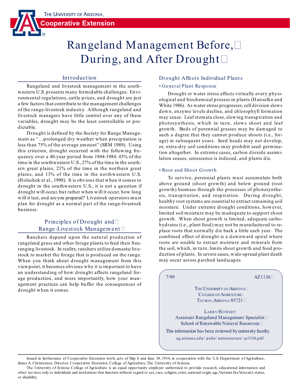 Rangeland Management Before, During, and After Drought