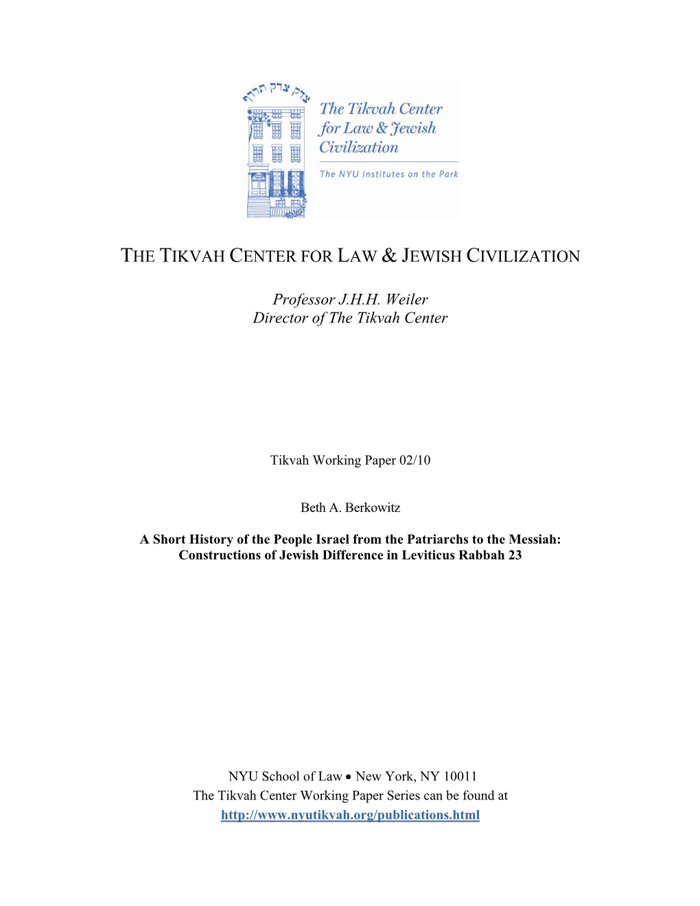 The Tikvah Center for Law & Jewish Civilization