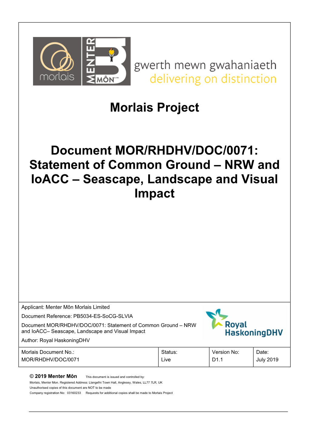 Morlais Project Document MOR/RHDHV/DOC/0071