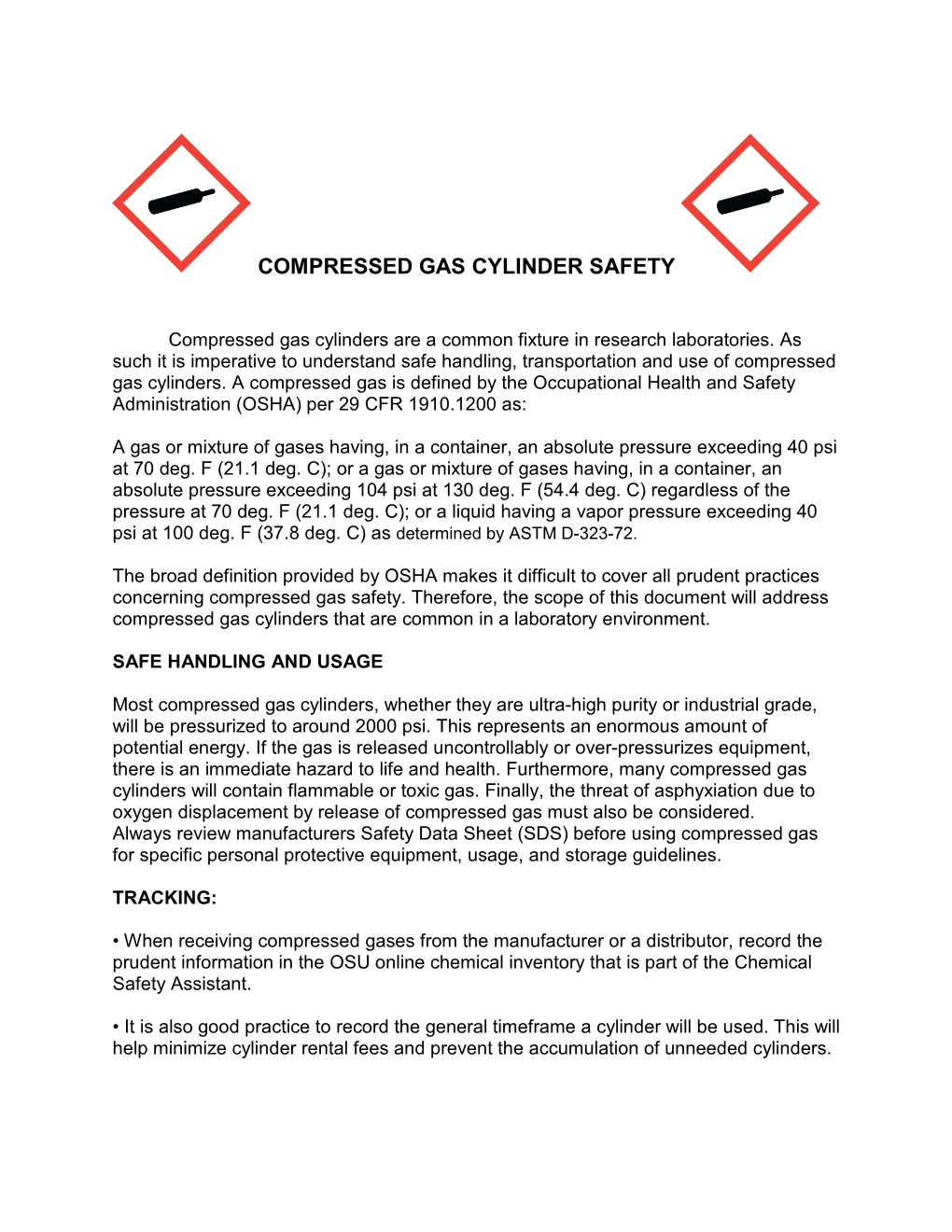 Compressed Gas Cylinder Safety