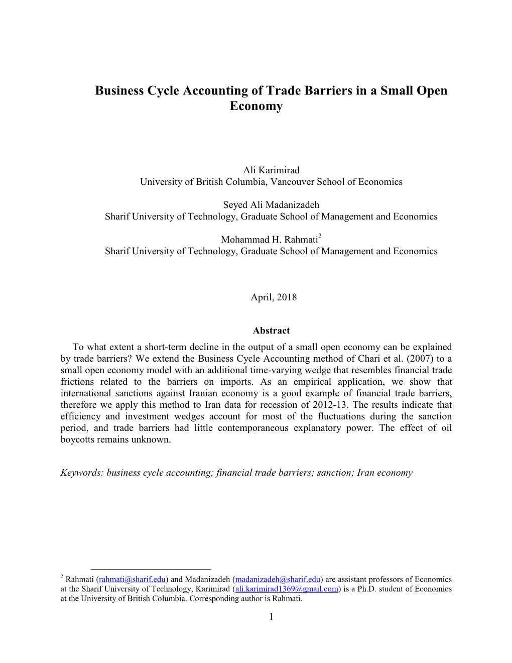 Business Cycle Accounting of Trade Barriers in a Small Open Economy