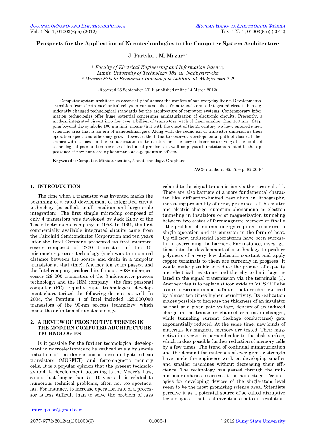 Prospects for the Application of Nanotechnologies to the Computer System Architecture