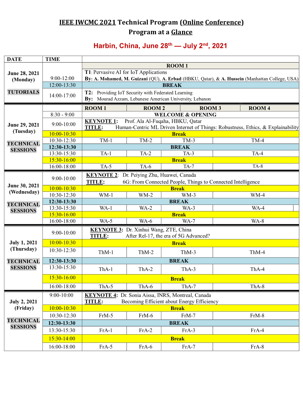 Technical Program for IWCMC 2020