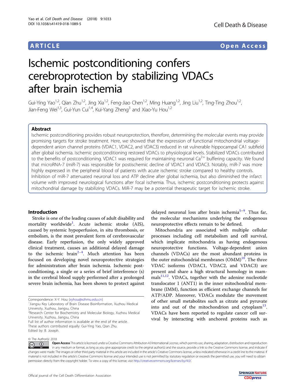 Ischemic Postconditioning Confers Cerebroprotection by Stabilizing