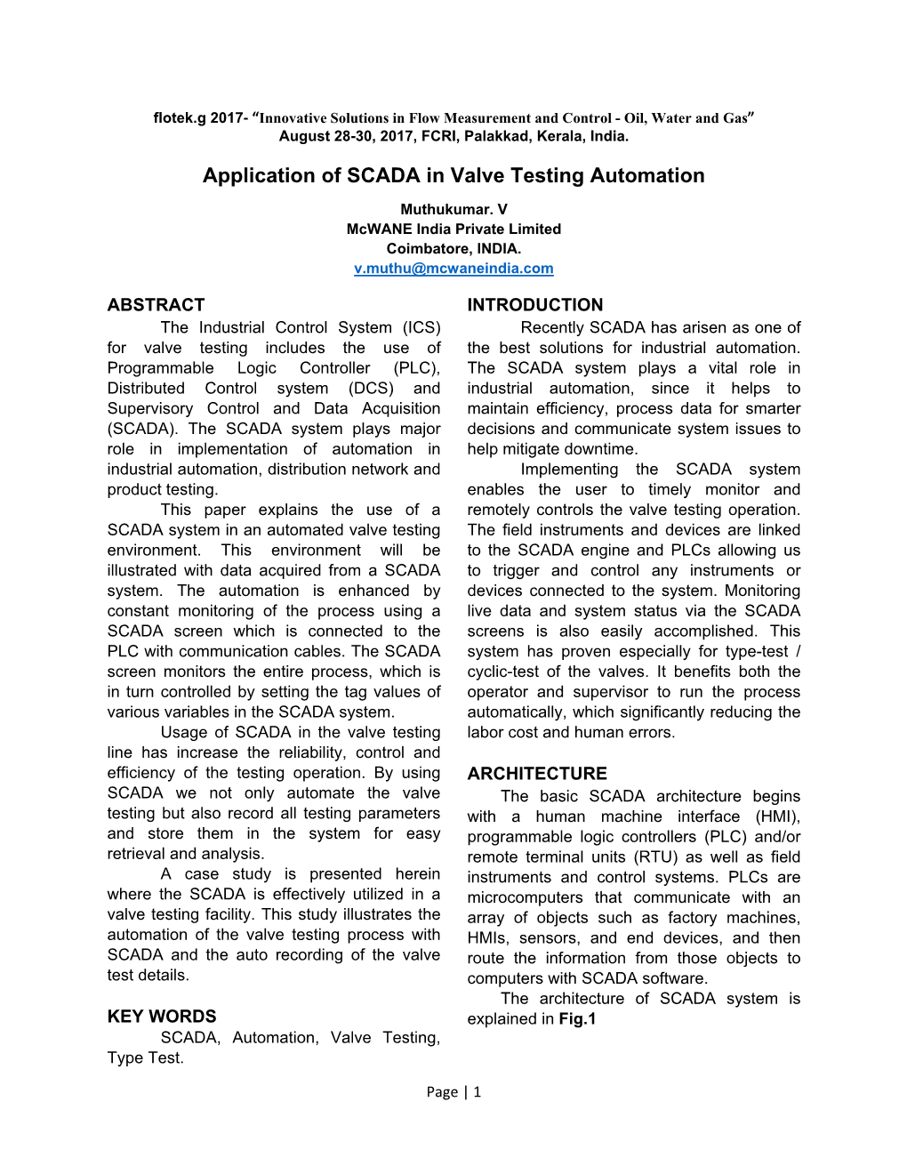 Application of SCADA in Valve Testing Automation