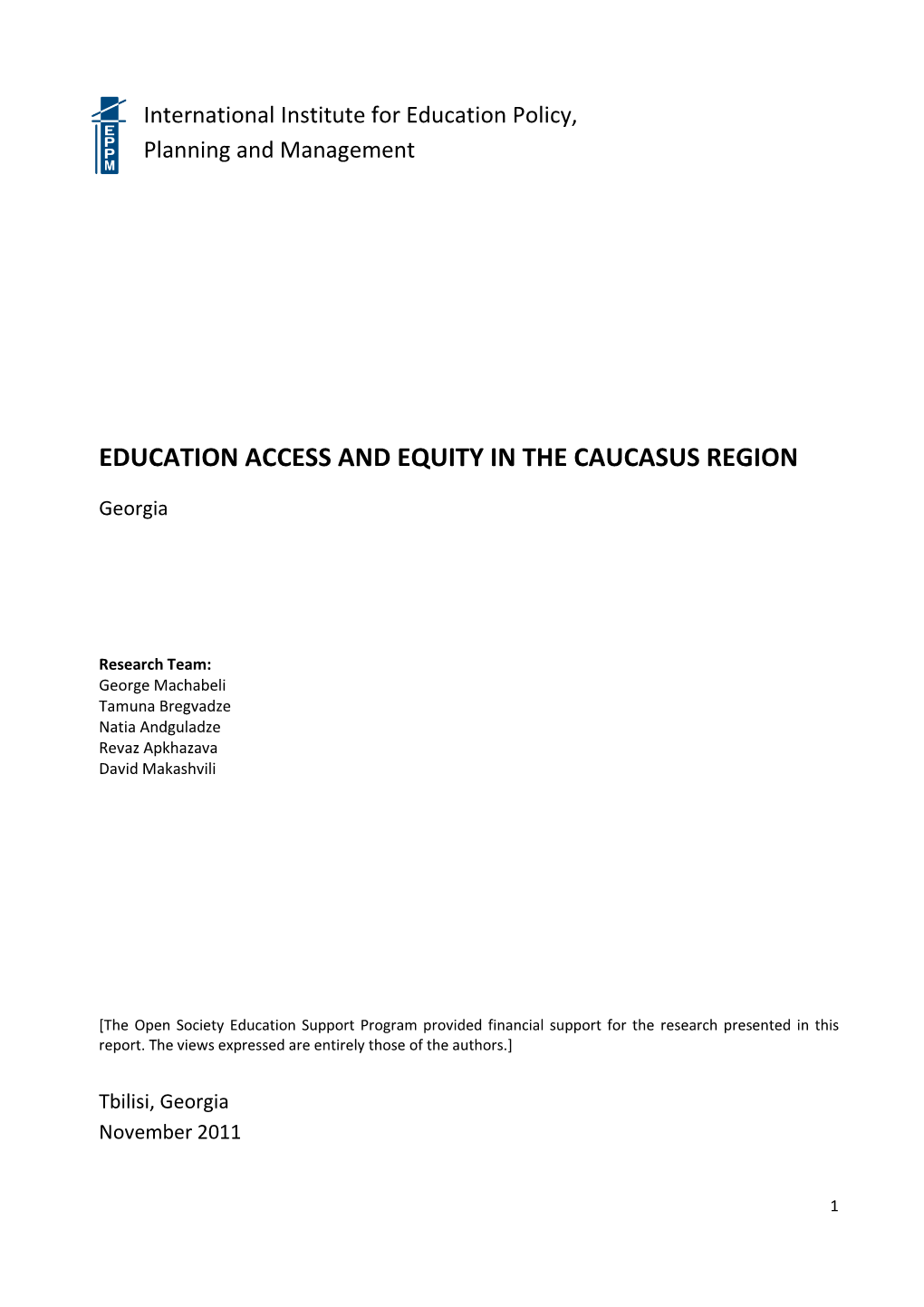 Education Access and Equity in the Caucasus Region