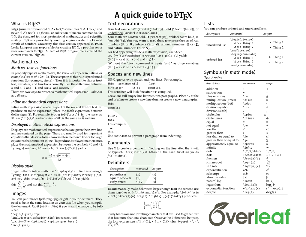 A Quick Guide to LATEX