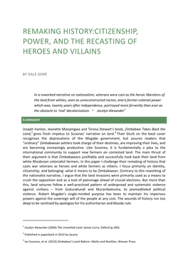 Remaking History:Citizenship, Power, and the Recasting of Heroes and Villains