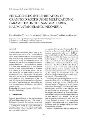 Petrogenetic Interpretation of Granitoid Rocks Using Multicationic Parameters in the Sanggau Area, Kalimantan Island, Indonesia