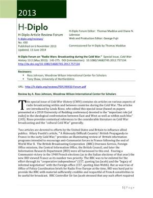 H-Diplo Article Review Forum on "Radio Wars