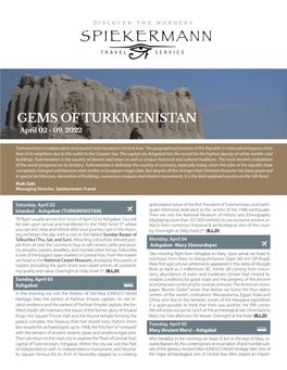 GEMS of TURKMENISTAN April 02 - 09, 2022