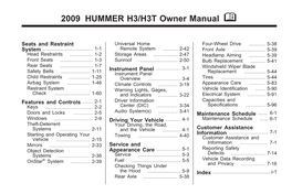 2009 HUMMER H3/H3T Owner Manual M