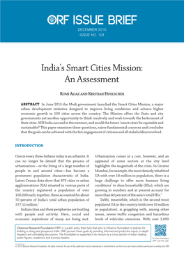India's Smart Cities Mission: an Assessment