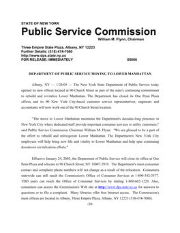 STATE of NEW YORK Public Service Commission William M