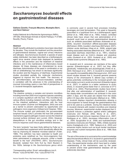 Saccharomyces Boulardii Effects on Gastrointestinal Diseases